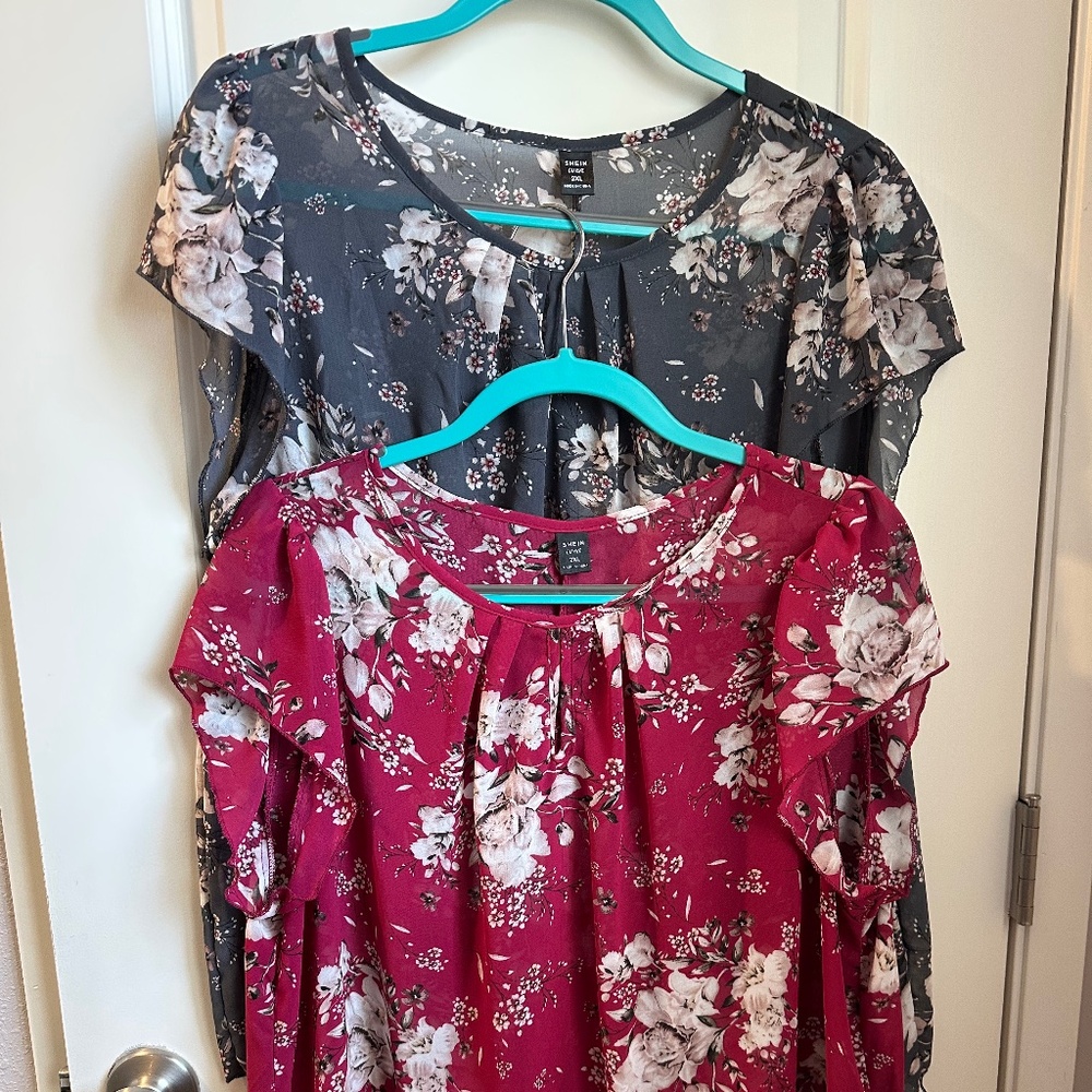 Floral Print Keyhole Neckline Blouse Bundle